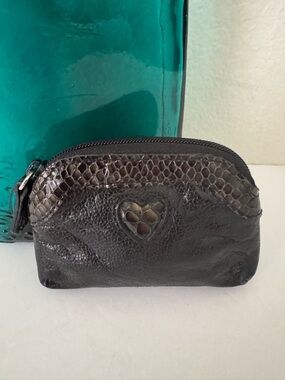 Brighton Dainty Black Heart Accent Leather Coin Pouch